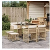 Image de Salon de jardin Vidaxl rotin beige 9 pieces