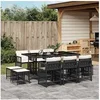 Image de Ensemble à manger de jardin 11 pcs coussins noir résine tressée 3211686