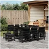 Image de Ensemble à manger de jardin 11 pcs coussins noir résine tressée 3211687