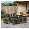 Image de Ensemble à manger de jardin 11pcs avec coussins gris poly rotin 3211688