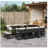 Image de Ensemble à manger de jardin 13 pcs coussins noir résine tressée 3211698