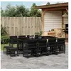 Image de Ensemble à manger de jardin 13 pcs coussins noir résine tressée 3211699