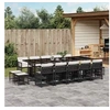 Image de Ensemble à manger de jardin 15 pcs coussins noir résine tressée 3211710