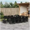 Image de Ensemble à manger de jardin 15 pcs coussins noir résine tressée 3211711