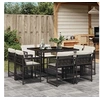Image de Ensemble à manger de jardin 9pcs coussins noir résine tressée 3211734