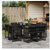 Image de Ensemble à manger de jardin 9pcs coussins noir résine tressée 3211735