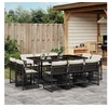 Image de Ensemble à manger de jardin 11 pcs coussins noir résine tressée 3211746