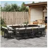 Image de Ensemble à manger de jardin 13 pcs coussins noir résine tressée 3211758