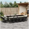 Image de Ensemble à manger de jardin 15 pcs coussins noir résine tressée 3211770