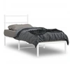 Image de Cadre de lit métal sans matelas avec tête de lit blanc 80x200cm