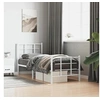 Image de Cadre de Lit Métal avec Tête de Lit Pied de Lit, Lit Simple avec Sommier à Lattes, Lit Adulte avec Pied Chambre, 355618
