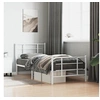 Image de Cadre de Lit Métal avec Tête de Lit Pied de Lit, Lit Simple avec Sommier à Lattes, Lit Adulte avec Pied Chambre, 355620