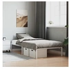 Image de Cadre de Lit, Lit Simple avec Sommier à Lattes, Lit Adulte avec Pied, Meuble de Chambre à Coucher, Moderne, Métal Blanc 107x203 cm