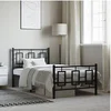 Image de Cadre de Lit Métal avec Tête de Lit Pied de Lit, Lit Simple avec Sommier à Lattes, Lit Adulte avec Pied Chambre, 374252