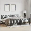 Image de Bedframe met hoofd- en voeteneinde metaal zwart 193x203 cm374265
