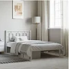 Image de Bedframe met hoofdbord metaal wit 107x203 cm374286