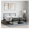 Image de Cadre de Lit Métal avec Tête de Lit Pied de Lit, Lit Double avec Sommier à Lattes, Lit Adulte avec Pied Chambre, 376245