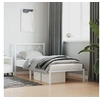 Image de Cadre de lit métal sans matelas avec tête de lit blanc 90x200cm