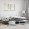 Image de Cadre de Lit Métal avec Tête de Lit, Lit Double avec Sommier à Lattes, Lit Adulte avec Pied Chambre, Industriel, 376282