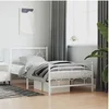 Image de Cadre de Lit Métal avec Tête de Lit Pied de Lit, Lit Simple avec Sommier à Lattes, Lit Adulte avec Pied Chambre, 376287