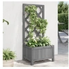 Image de Jardinière avec Treillis, Lit Surélevé, Bac à Fleurs, Pot de Plantes, Boîte à Fleurs Jardin Patio Terrasse, Gris Bois 365474