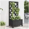 Image de Jardinière avec Treillis, Lit Surélevé, Bac à Fleurs, Pot de Plantes, Boîte à Fleurs Jardin Patio Terrasse, Noir Bois 365475