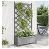 Image de Jardinière avec Treillis, Lit Surélevé, Bac à Fleurs, Pot de Plantes, Boîte à Fleurs Jardin Patio Terrasse, Gris Bois 365489