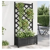 Image de Jardinière avec Treillis, Lit Surélevé, Bac à Fleurs, Pot de Plantes, Boîte à Fleurs Jardin Patio Terrasse, Noir Bois 365490