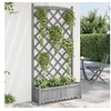 Image de Jardinière avec Treillis, Lit Surélevé, Bac à Fleurs, Pot de Plantes, Boîte à Fleurs Jardin Patio Terrasse, Gris Bois 365492