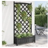Image de Jardinière avec Treillis, Lit Surélevé, Bac à Fleurs, Pot de Plantes, Boîte à Fleurs Jardin Patio Terrasse, Noir Bois 365493