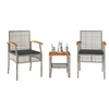 Image de Ensemble de Bistro 3 pcs et Coussins, Chaises et Table de Patio, Meubles de Terrasse Arrière-cour Extérieur, Gris 366260