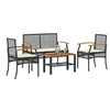 Image de Salon de Jardin avec Coussins 4 pcs, Canapés de Patio, Ensemble de Meubles, Mobilier de Terrasse Extérieur, Noir 366266