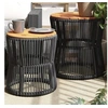 Image de Tables d'Appoint de Jardin Dessus en Bois 2 pcs, Tables Basses, Meubles de Terrasse Patio Extérieur, Moderne, Noir 366291
