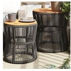 Image de Tables d'appoint de jardin 2 pcs dessus en bois gris poly rotin366292