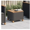 Image de Table de jardin noir 45x45x37 cm résine tressée et bois acacia