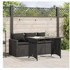 Image de Ensemble à manger de jardin coussins 2pcs noir résine tressée, ensemble de salle à manger d'extérieur, meuble de 366329