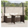 Image de Ensemble à manger de jardin avec coussins 2 pcs marron rotin, ensemble de salle à manger d'extérieur, meuble de salle 366330
