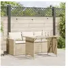 Image de Ensemble à manger de jardin et coussins 2 pcs beige poly rotin, ensemble de salle à manger d'extérieur, meuble de 366332