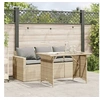 Image de Ensemble à manger de jardin et coussins 2 pcs beige poly rotin, ensemble de salle à manger d'extérieur, meuble de 366333