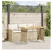 Image de Ensemble à manger de jardin et coussins 2 pcs beige poly rotin, ensemble de salle à manger d'extérieur, meuble de 366338