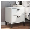 Image de Table de Chevet, Armoire de Nuit avec Tiroirs, Table de Téléphone, Meuble de Rangement Chambre, Industriel, Blanc 374908
