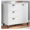 Image de Buffet, Armoire Latérale avec Tiroirs et Porte, Meuble de Rangement Chambre à Coucher Salon, Industriel, Blanc Bois 374938