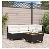 Image de Table de jardin noir 55x55x36 cm résine tressée et bois acacia