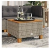Image de Table de jardin gris 55x55x36 cm résine tressée et bois acacia 365909