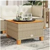 Image de Table de jardin beige 55x55x36 cm résine tressée et bois acacia 365910