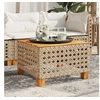 Image de Table de jardin beige 55x55x36 cm résine tressée et bois acacia