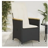 Image de Chaise inclinable de jardin avec coussins noir résine tressée, fauteuil de jardin inclinable, fauteuil inclinable de 365643