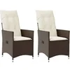 Image de Chaises inclinables de jardin lot de 2 et coussins marron rotin, fauteuil de jardin inclinable, fauteuil inclinable 365646
