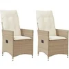 Image de Chaises inclinables de jardin lot de 2 et coussins beige rotin, fauteuil de jardin inclinable, fauteuil inclinable de 365648