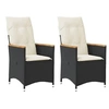 Image de Chaises inclinables de jardin lot de 2 et coussins noir rotin, fauteuil de jardin inclinable, fauteuil inclinable de 365650